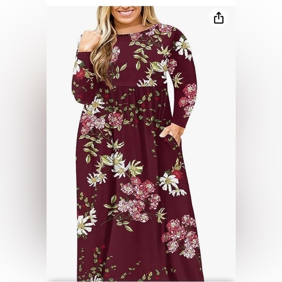 Plus Size Maxi Dress Long Sleeve Empire Waist Size 3X / 24 Floral - Picture 1 of 7
